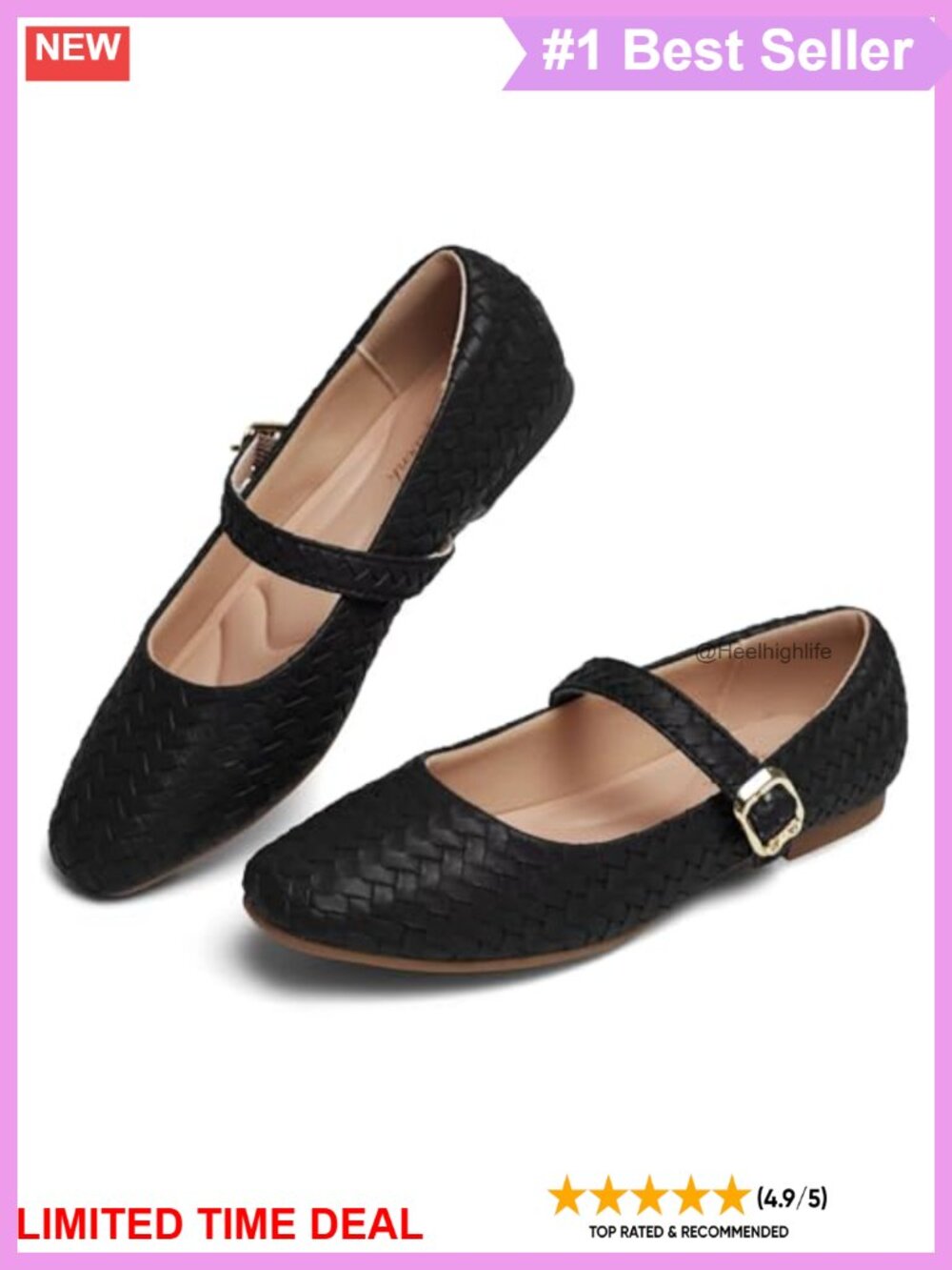 Woven Ballet Flats Mary Jane Square Toe Shoes Women